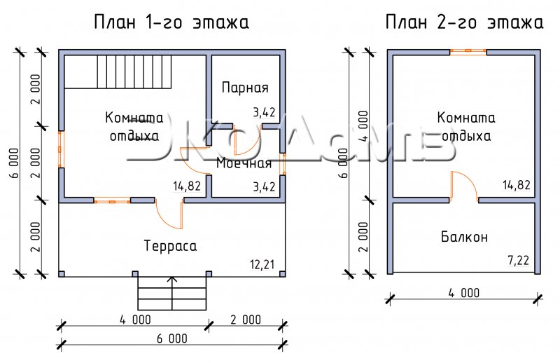 Баня 6х5 из бруса с туалетом