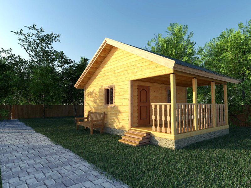 Проект летней кухни с баней и террасой