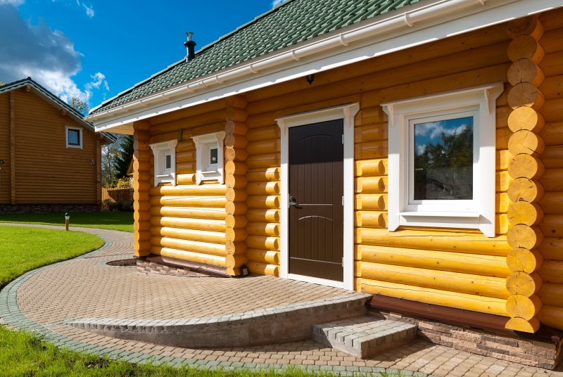 Дизайн бани из бревна снаружи