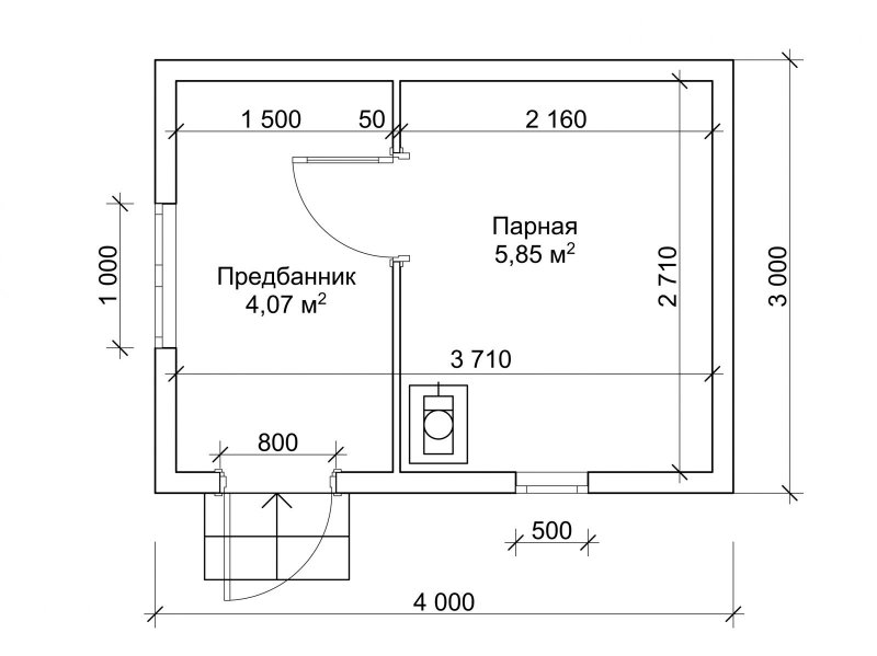 Каркасная баня 3х4 планировка