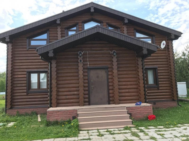 Дом из бруса цвет орех