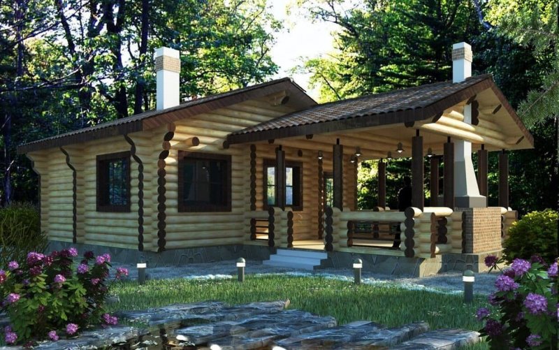 Баня с беседкой
