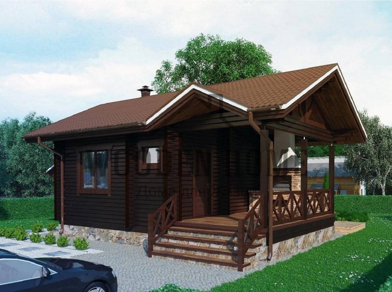 Баня с беседкой из бруса 4х10