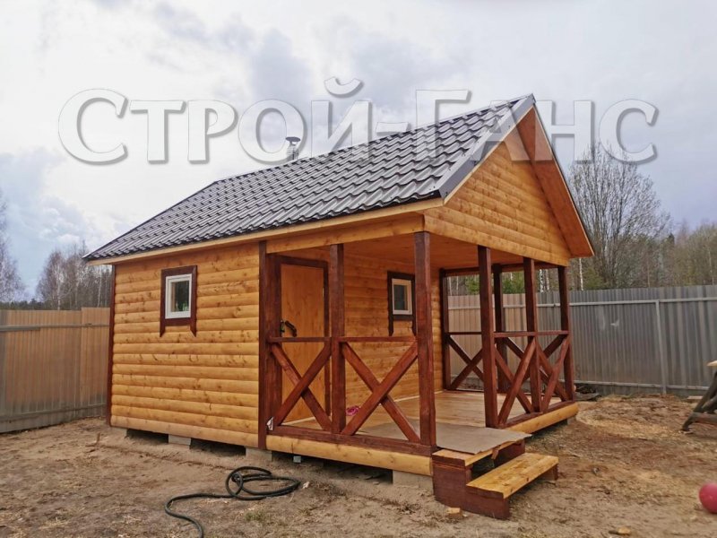 Каркасная баня 3х4 с верандой