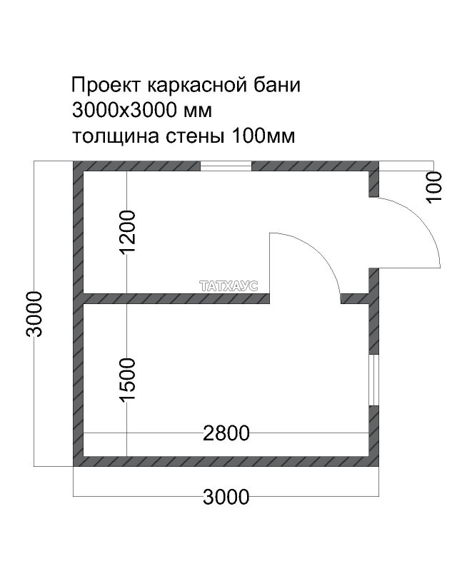 Каркасная баня 3х3