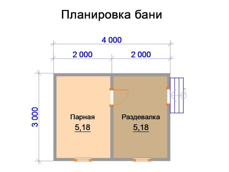 Баня 3 на 4 планировка