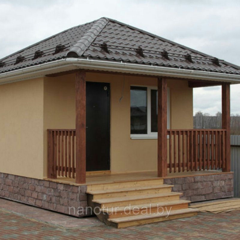Баня из блоков с верандой