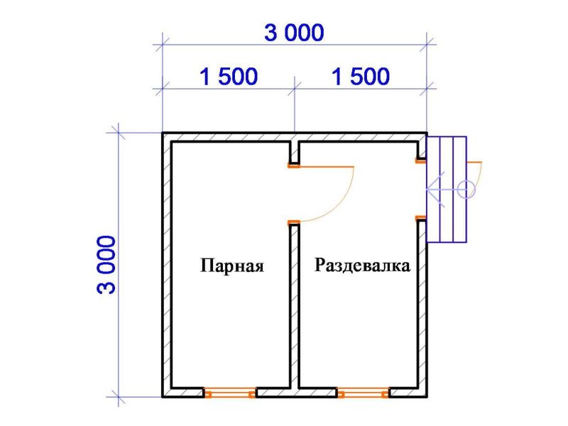 Баня сруб 3х3 планировка