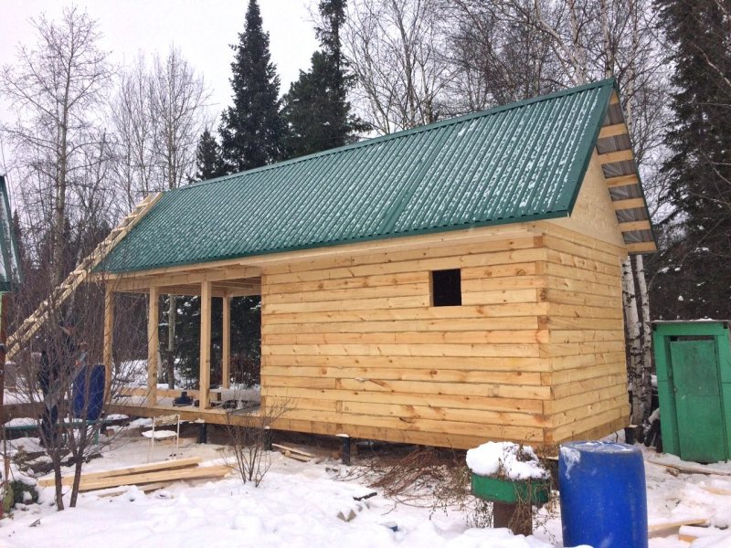 Баня 4х4 из бруса 150х150 односкатная