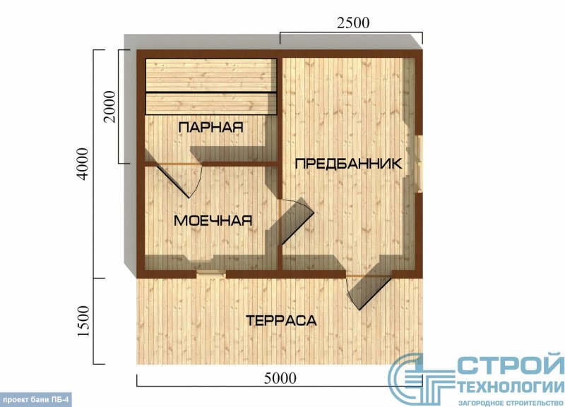 Проект каркасной бани 5х4