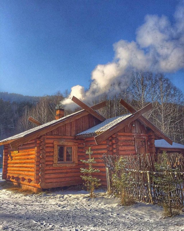 Баня зимой