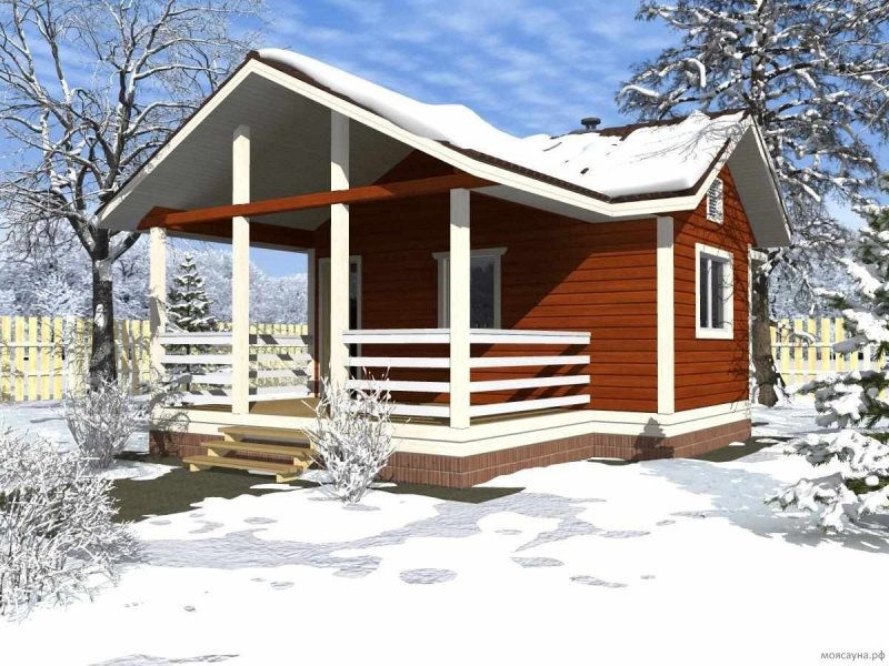 Проекты каркасных бань с террасой