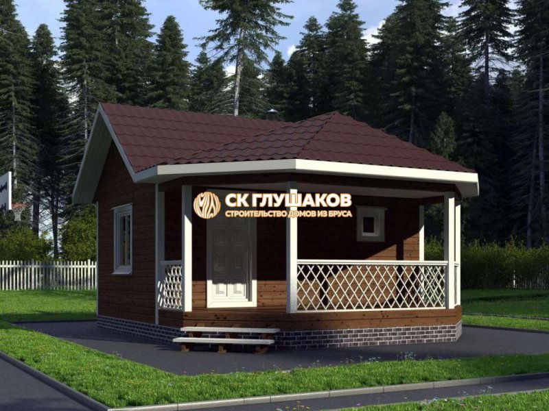 Бани из клееного бруса угловые с террасой