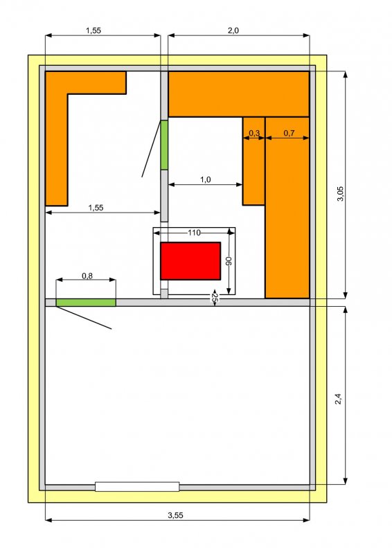 Планировка бани 6х4