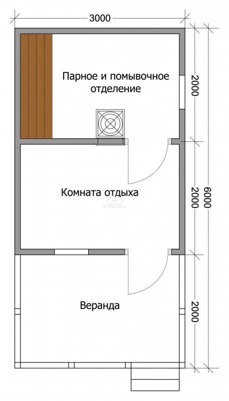 Проект бани 3 на 6