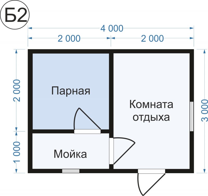 Планировка бани 3х4