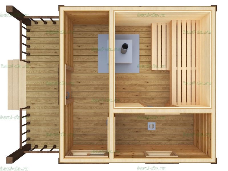 Планировка бани из бруса 3х4