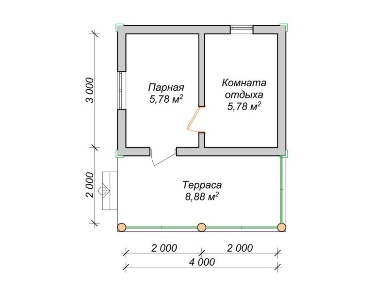 Баня 3 на 4 планировка