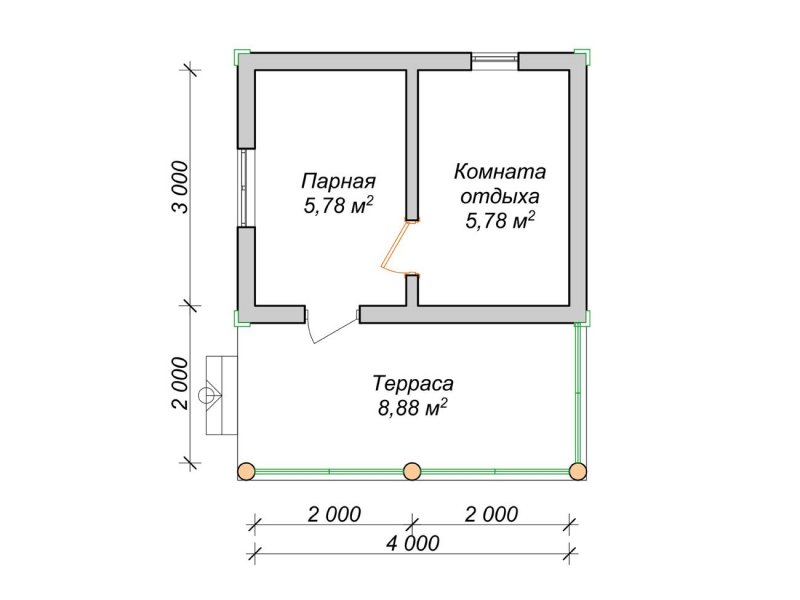 Сруб бани 3х5 планировка