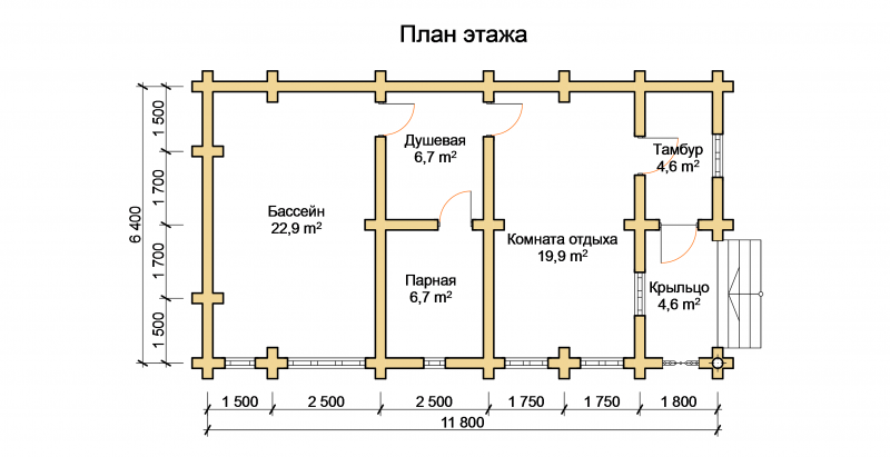 Схема сруба бани из бревна