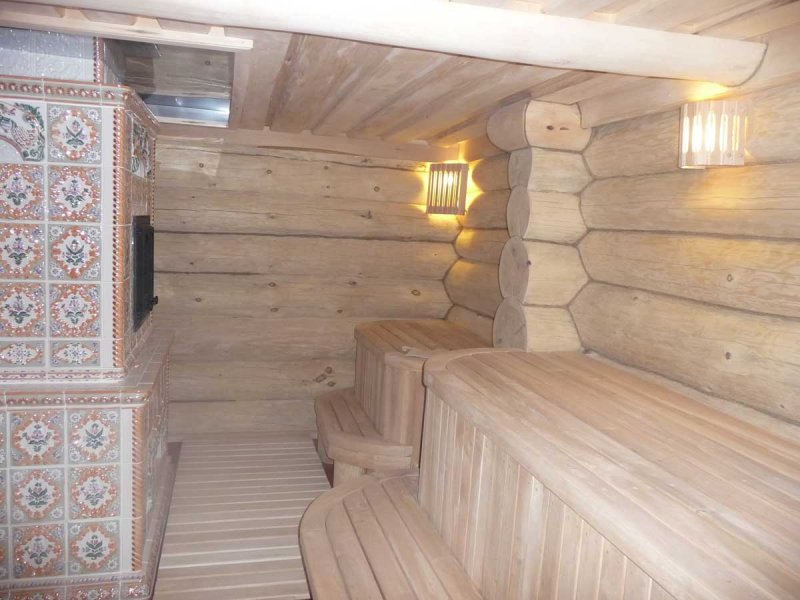 Отделка бани из бревна внутри
