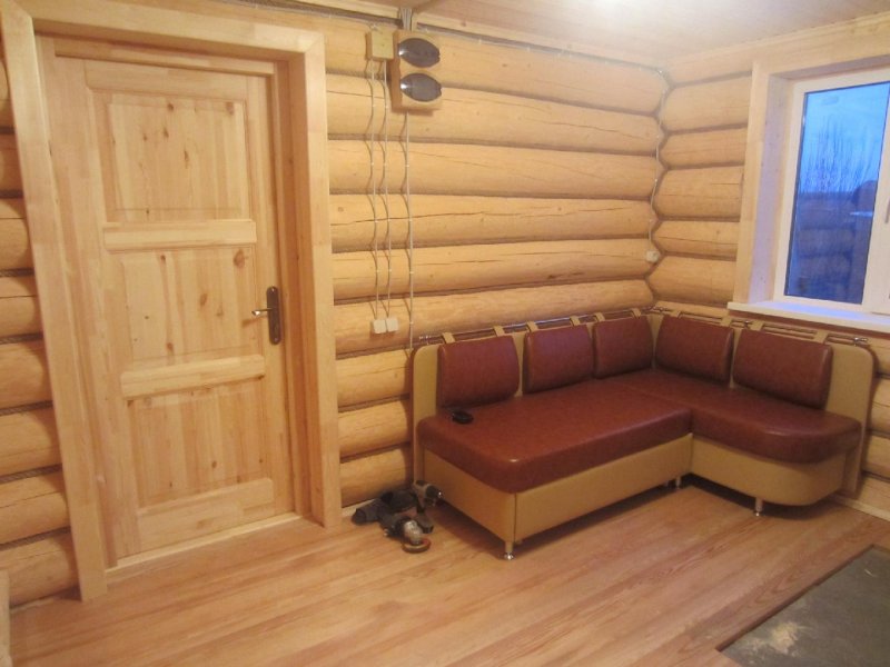 Отделка бани из бревна внутри
