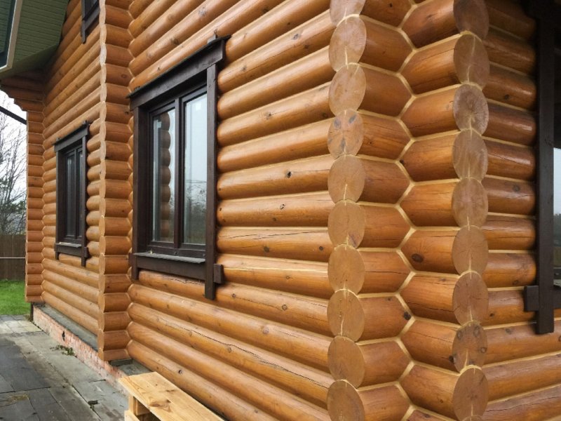 Покраска оцилиндрованного бревна