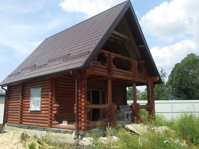 Сруб дача с мансардой