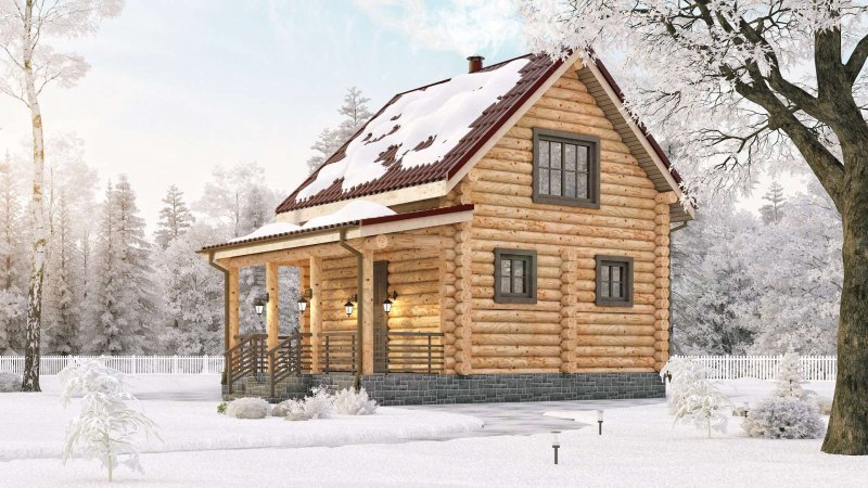Дом баня с мансардой из бревна
