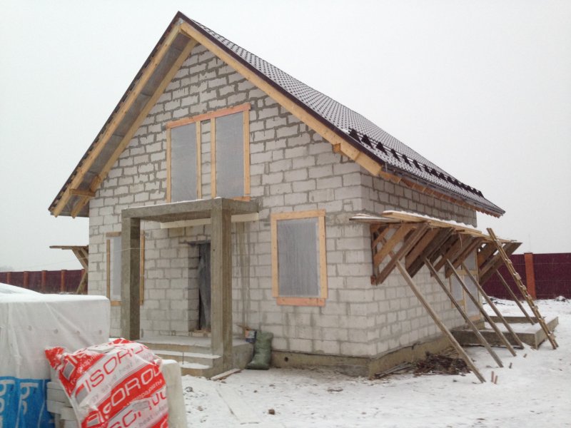 Баня из газоблока с мансардой
