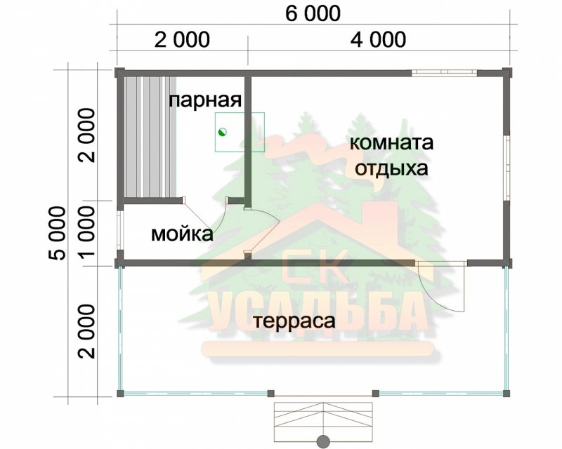 Проекты бани 3 на 5 с комнатой отдыха