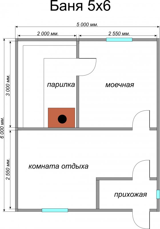 Баня с парилкой и моечной 4х5