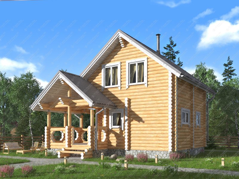 Баня из оцилиндрованного бревна 2 этажа