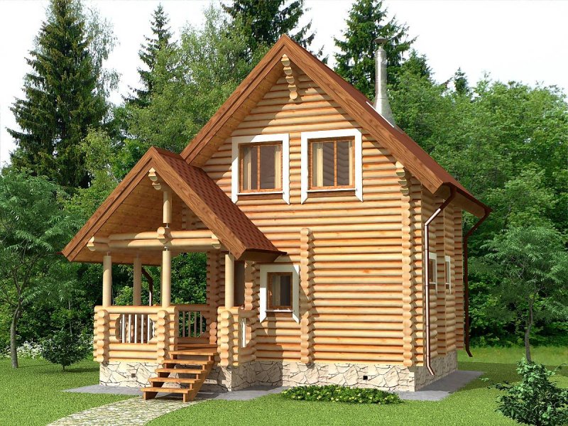 Дом баня из оцилиндрованного бревна 6х6