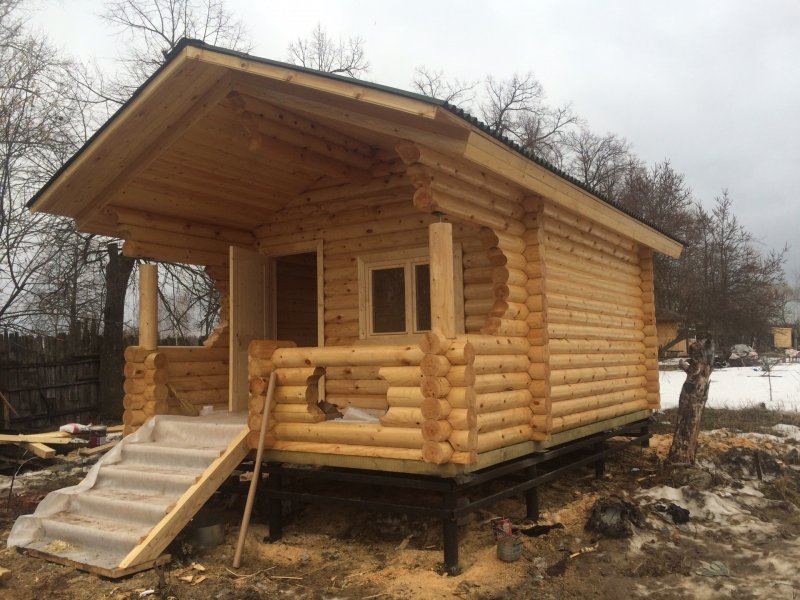 Шатура бани из бревна