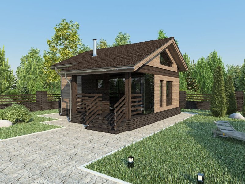 Бани из кирпича с верандой