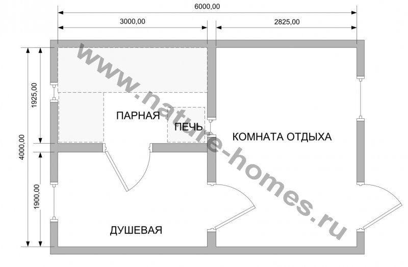 Баня из бревна 6х4 планировка