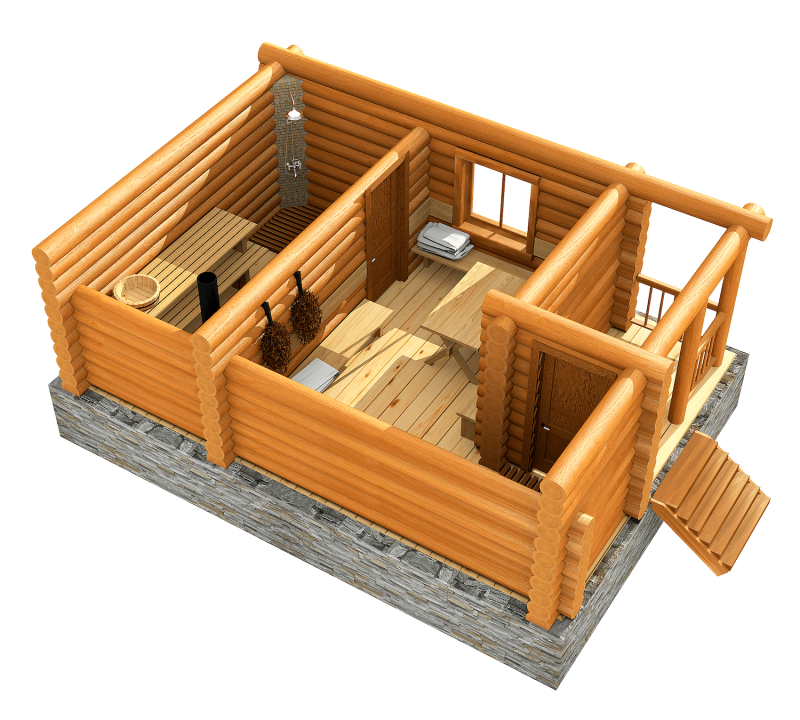 Планировка бани 6х6 3d