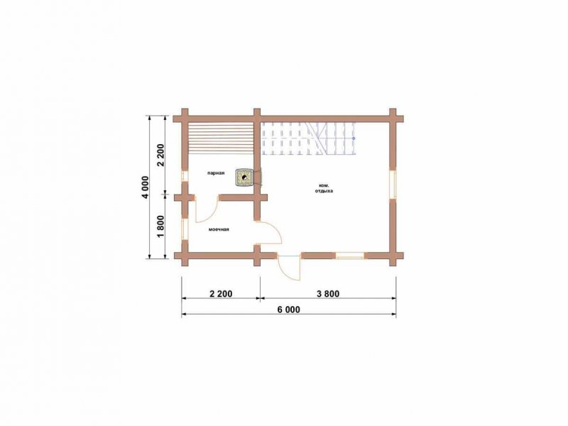 Проект бани 6х4 из бревна