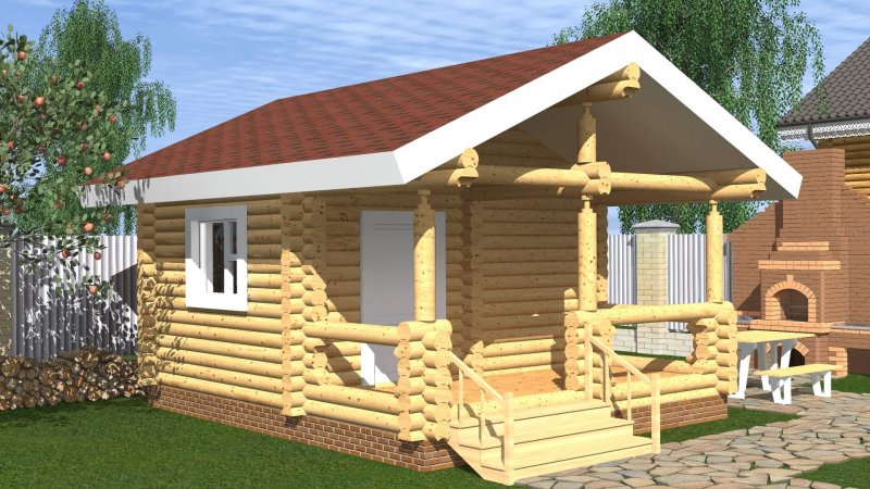 Баня из оцилиндрованного бревна 6*5