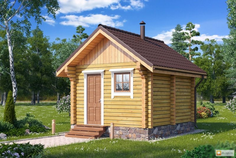 Баня из оцилиндрованного бруса 6*4