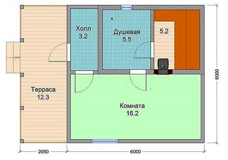 Баня из пеноблоков проекты 6х6