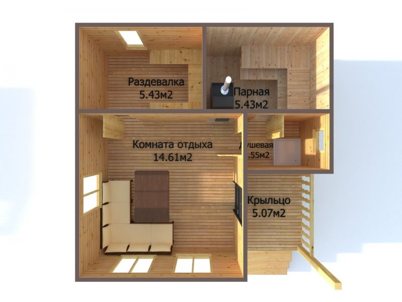 Проект бани 3х6 из бруса 150х150