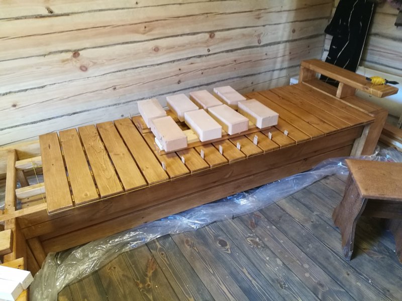Угловая скамейка для бани