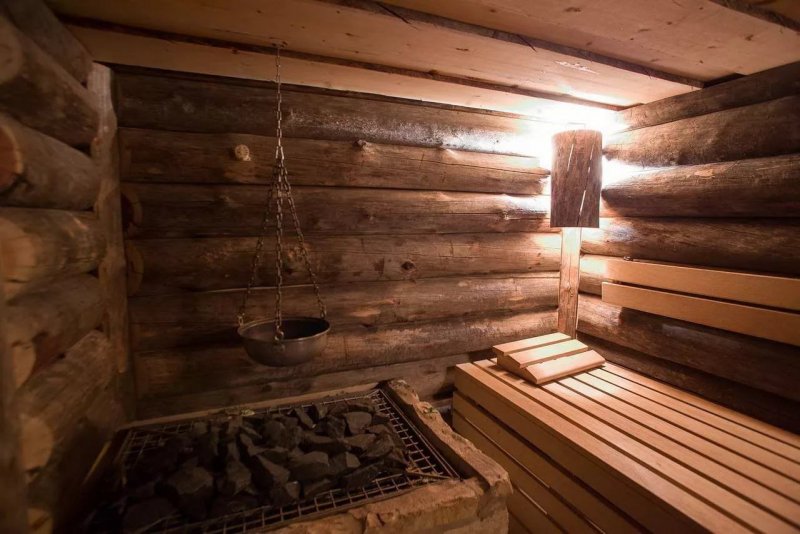 Баня из бревна внутри