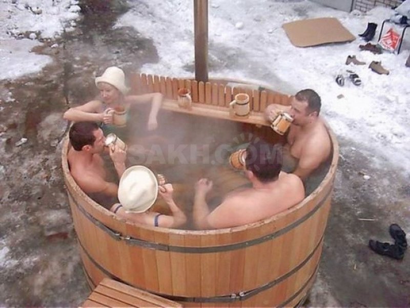 Японская баня фурако зимой