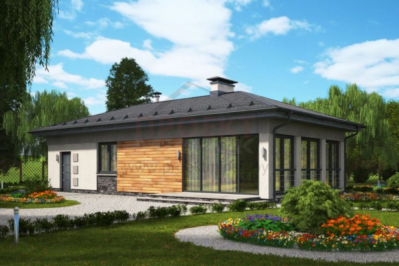 Баня из газобетона с террасой