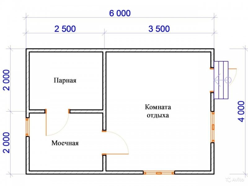 Баня 6х4 планировка из пеноблоков