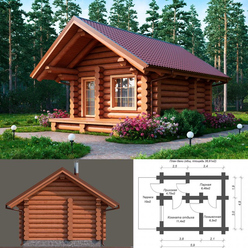 Проект сруба бани 6х6