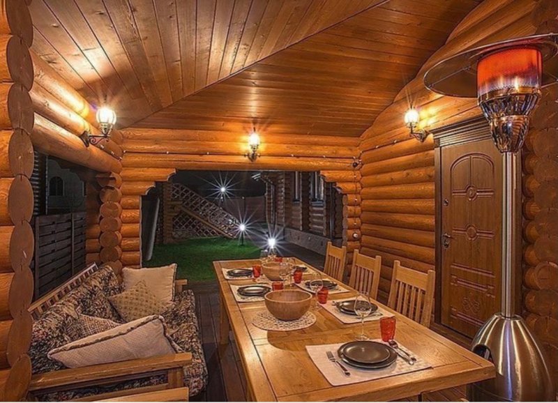 Интерьер бревенчатой бани